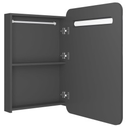 Armoire de salle de bain à miroir LED gris 60x11x80 cm 630374630374