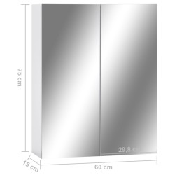 Armoire à miroir de salle de bain Blanc 60x15x75 cm MDF 630375630375