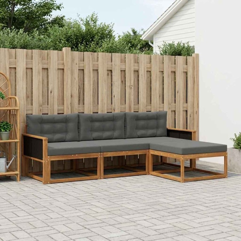 Ensemble de canapés d'extérieur 4 pcs Naturel et Anthracite 630380630380