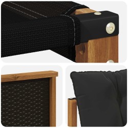 Ensemble de canapés d'extérieur 3 pcs Naturel et noir 630381630381