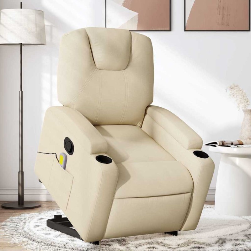 Fauteuil inclinable de massage Crème Tissu 630387630387
