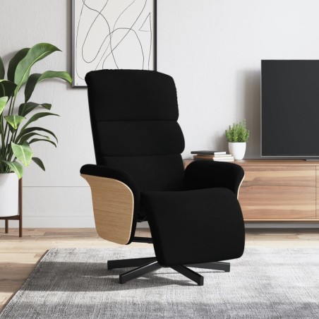 Fauteuil inclinable avec repose-pieds noir tissu 630393630393