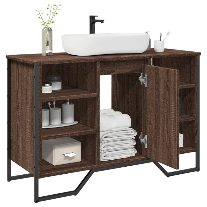 Armoire lavabo de salle de bain chêne marron 91x35x60 cm 630405630405