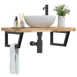 Étagère de vasque murale acier et bois massif d'acacia 630419630419