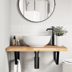 Étagère de vasque murale acier et bois massif d'acacia 630419630419