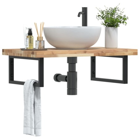Étagère de vasque murale acier et bois massif d'acacia 630423630423