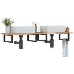 Étagère de vasque murale acier et bois massif d'acacia 630426630426
