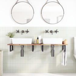 Étagère de vasque murale acier et bois massif d'acacia 630426630426