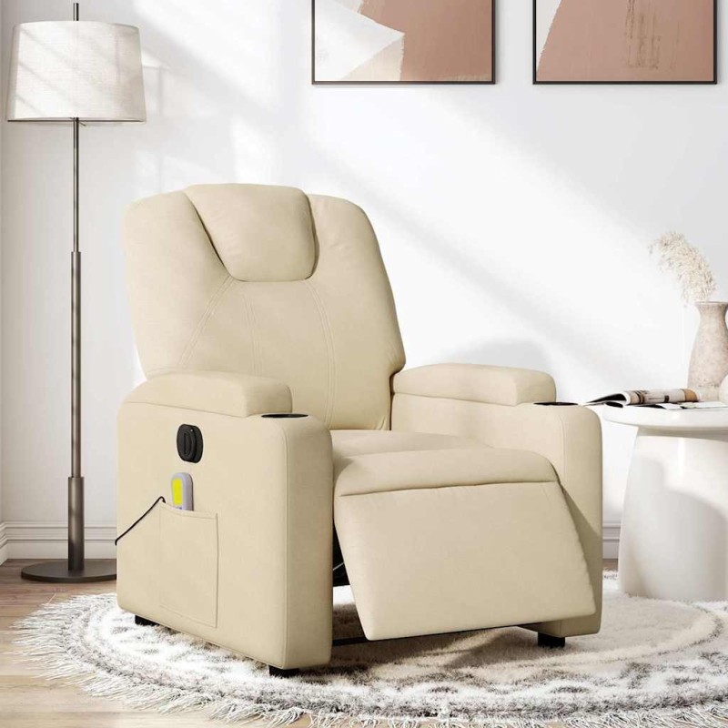 Fauteuil inclinable de massage électrique crème tissu 630428630428