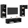 Unité murale de TV 6 pcs Chêne noir Bois d'ingénierie 630435630435