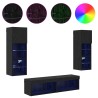 Unité murale de TV 6 pcs Chêne noir Bois d'ingénierie 630435630435
