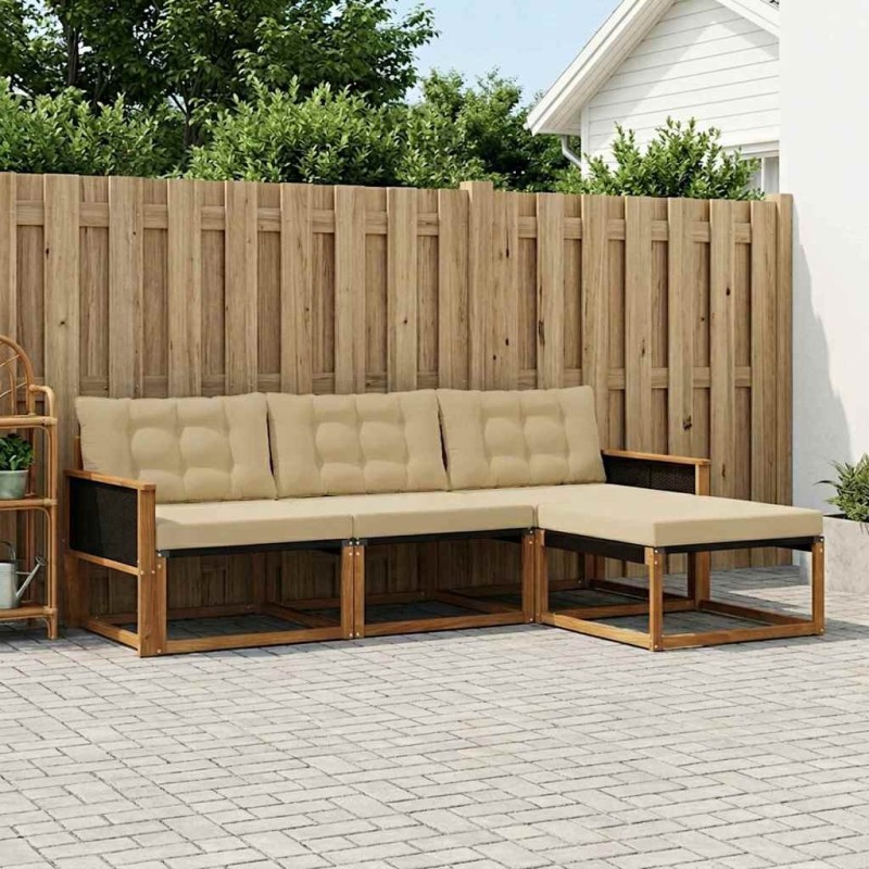 Ensemble de canapés d'extérieur 4 pcs Naturel et Beige 630436630436