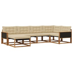 Ensemble de canapés d'extérieur 6 pcs Naturel et Beige 630444630444