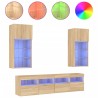 Unités murales TV avec LED 5 pcs chêne sonoma bois d'ingénierie 630455630455