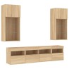 Unités murales TV avec LED 5 pcs chêne sonoma bois d'ingénierie 630455630455