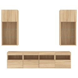 Unités murales TV avec LED 5 pcs chêne sonoma bois d'ingénierie 630455630455