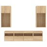 Unités murales TV avec LED 5 pcs chêne sonoma bois d'ingénierie 630455630455