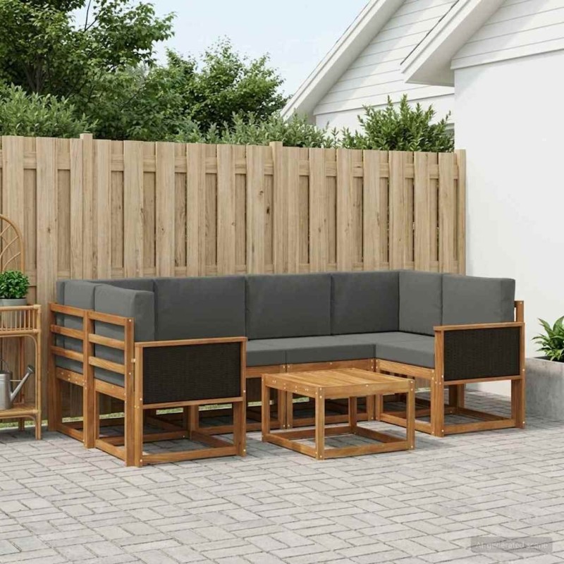 Ensemble de canapés d'extérieur 5 pcs Naturel et Anthracite 630462630462
