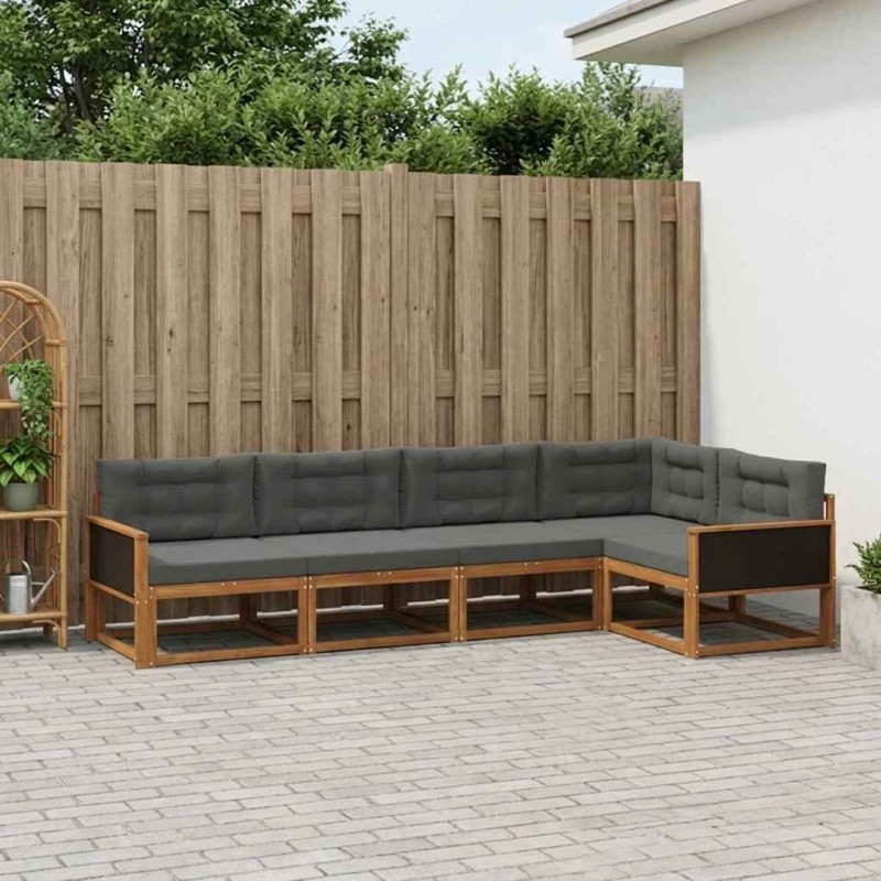 Ensemble de canapés d'extérieur 5 pcs Naturel et Anthracite 630463630463