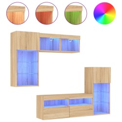 Unités murales TV avec LED 5 pcs chêne sonoma bois d'ingénierie 630465630465
