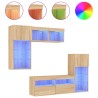 Unités murales TV avec LED 5 pcs chêne sonoma bois d'ingénierie 630465630465