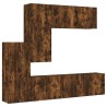 Unités murales TV 5 pcs chêne fumé bois d'ingénierie 630468630468