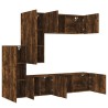 Unités murales TV 5 pcs chêne fumé bois d'ingénierie 630468630468