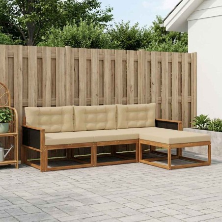 Ensemble de canapés d'extérieur 4 pcs Naturel et Beige 630474630474