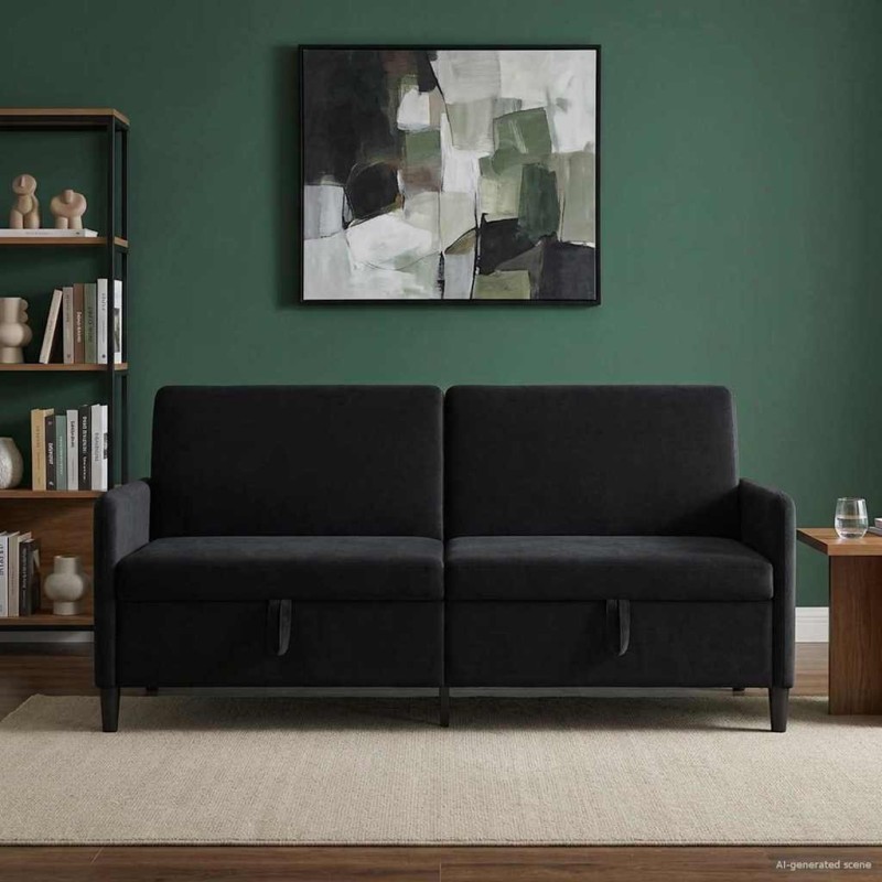 Sofa avec rangement Noir 192 x 78 x 87 cm Polyester 630480630480