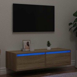 Meuble TV avec lumières LED chêne sonoma 100X35,5x25 cm 630495630495