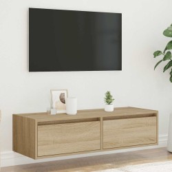 Meuble TV avec lumières LED chêne sonoma 100X35,5x25 cm 630495630495