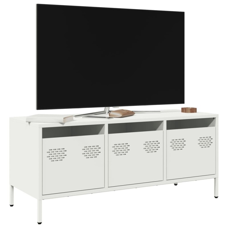 Meuble TV blanc 101,5x39x43,5 cm acier laminé à froid 630500630500