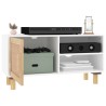 Meuble TV Blanc 80x30x40 cm Bois de pin massif et rotin naturel 630507630507