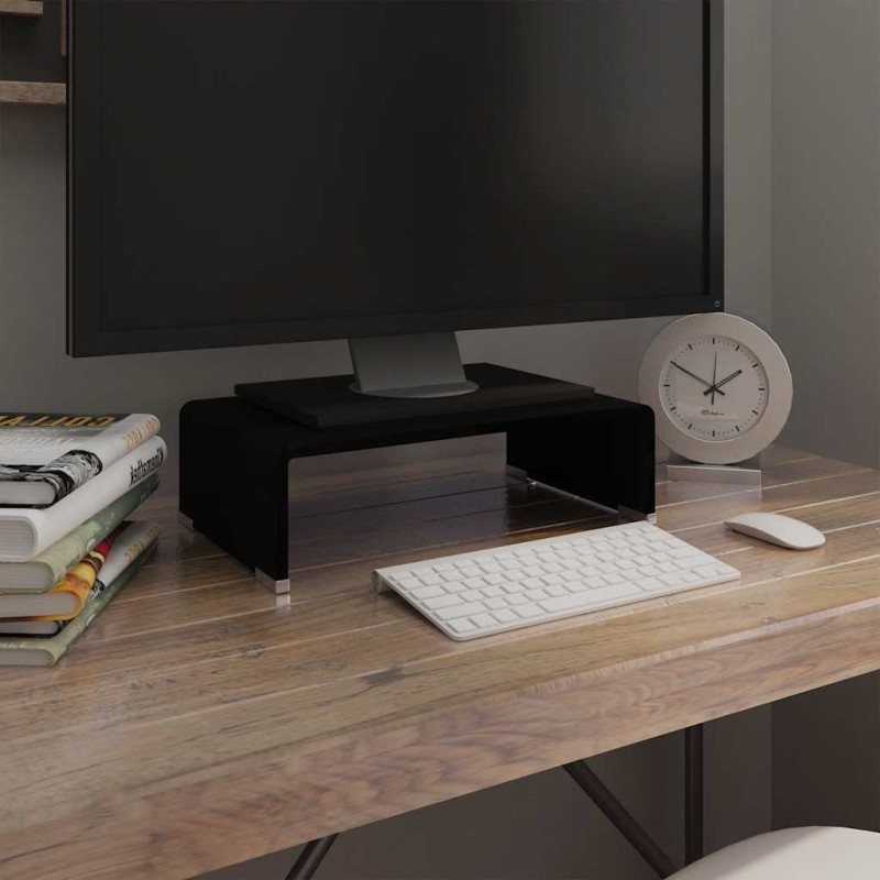 Meuble TV/support pour moniteur 40x25x11 cm verre noir 630513630513