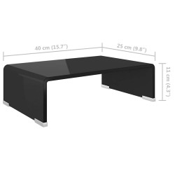 Meuble TV/support pour moniteur 40x25x11 cm verre noir 630513630513