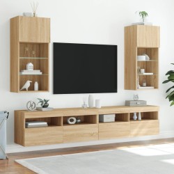 Meubles TV avec lumières LED 2 pcs chêne sonoma 40,5x30x90 cm 630517630517