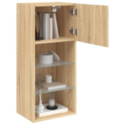 Meubles TV avec lumières LED 2 pcs chêne sonoma 40,5x30x90 cm 630517630517
