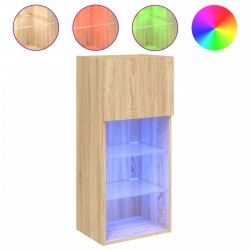 Meubles TV avec lumières LED 2 pcs chêne sonoma 40,5x30x90 cm 630517630517