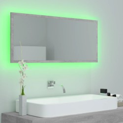 Miroir à LED de salle de bain Gris béton 100x8,5x37cm Acrylique 630521630521