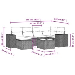 Salon de jardin avec coussins 7 pcs marron résine tressée 630526630526