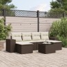Salon de jardin avec coussins 7 pcs marron résine tressée 630536630536