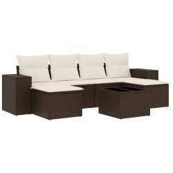 Salon de jardin avec coussins 7 pcs marron résine tressée 630536630536