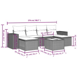 Salon de jardin avec coussins 7 pcs marron résine tressée 630536630536