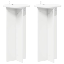 Support de Plante 2 pcs Blanc Ø29,5 x 60 cm Bois d'ingénierie 630538630538