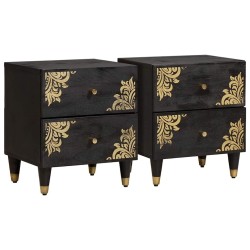 Cabinet de chevet avec tiroir 2 pcs Noir 40 x 33 x 46 cm 630549630549