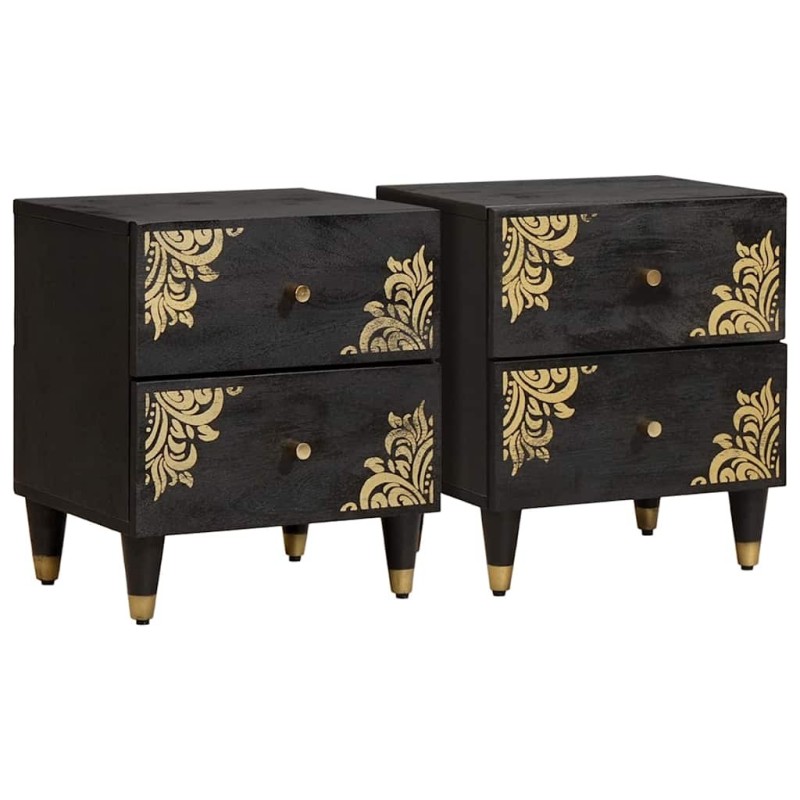 Cabinet de chevet avec tiroir 2 pcs Noir 40 x 33 x 46 cm 630549630549