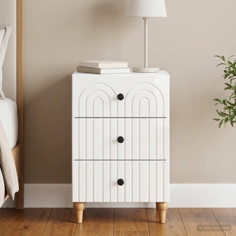 Cabinet de chevet avec tiroir Blanc brillant 43 x 41 x 66,5 cm 630550630550