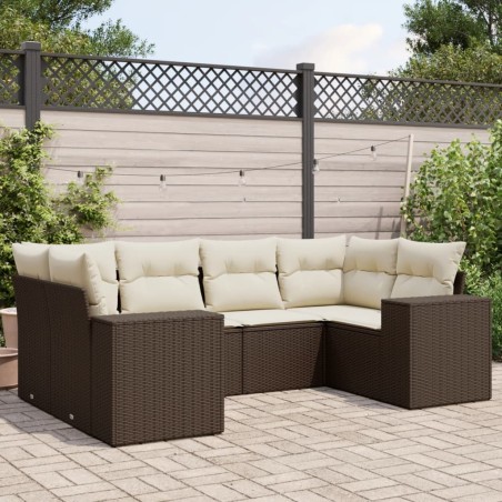 Salon de jardin avec coussins 6 pcs marron résine tressée 630559630559