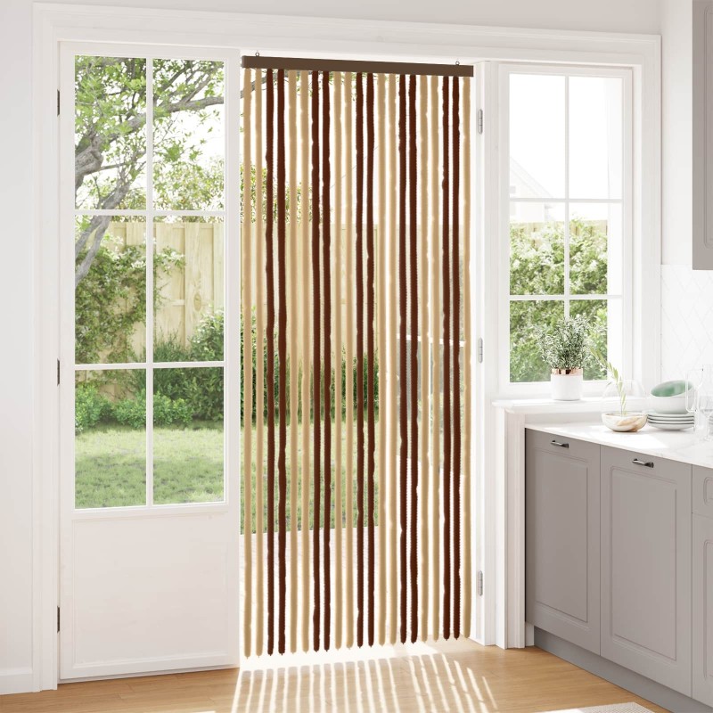 Rideau anti-insectes en chenille Marron et beige 90 x 220 cm 630560630560