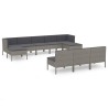 Salon de jardin 10 pcs avec coussins Résine tressée Gris 630561630561